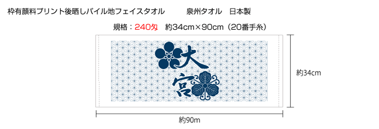 枠有り顔料プリントタオル