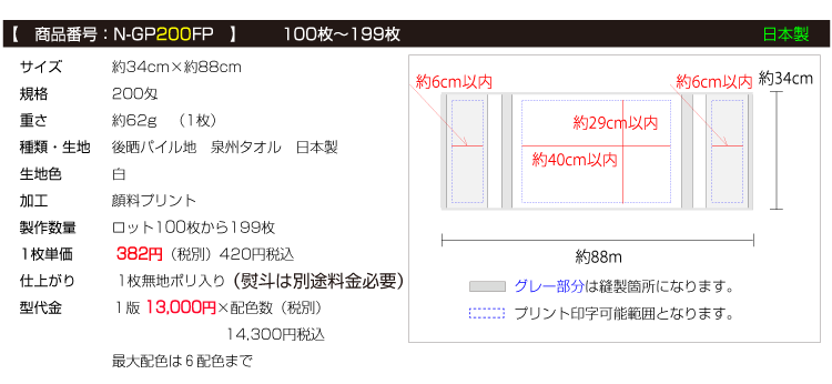 多色名入れ印字プリントタオル