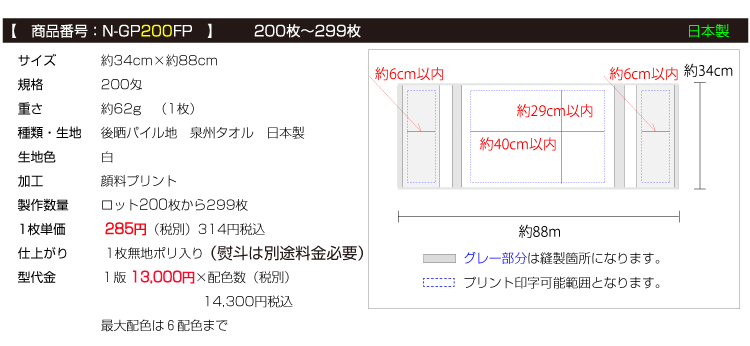多色名入れ印字プリントタオル