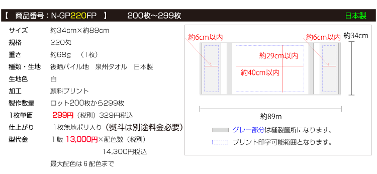 多色名入れ印字プリントタオル
