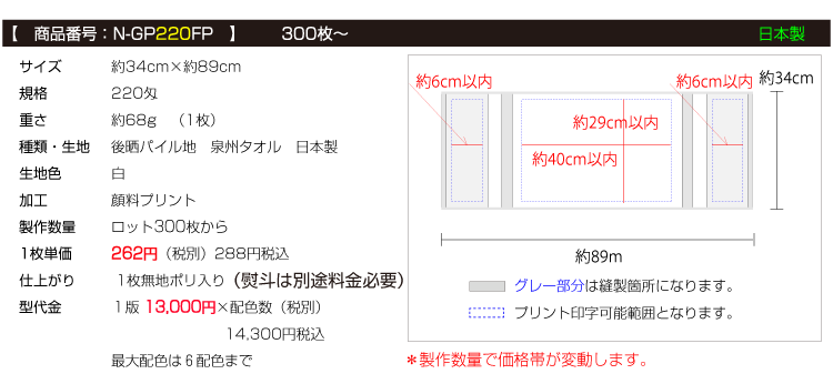 多色名入れ印字プリントタオル