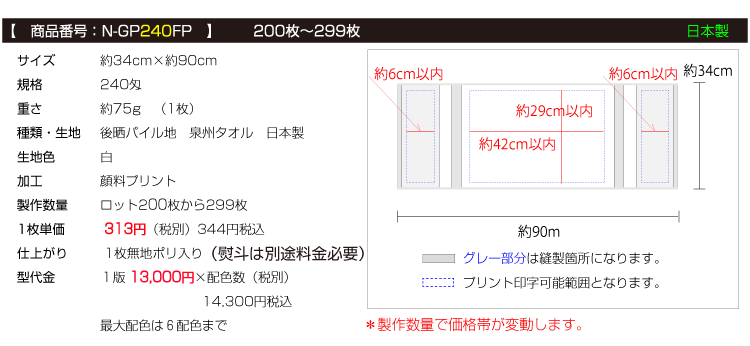 多色名入れ印字プリントタオル