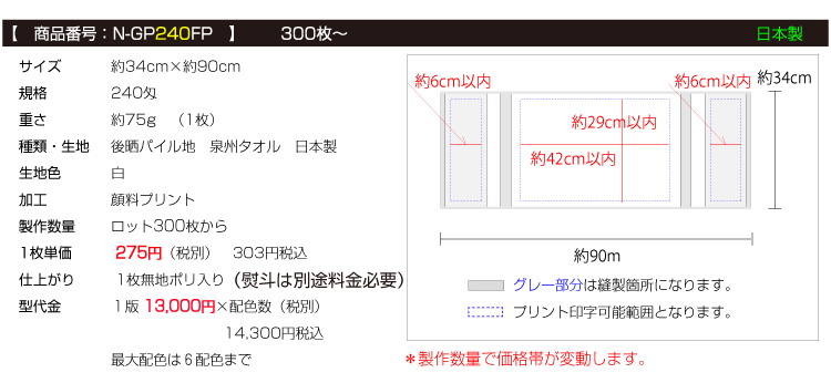 多色名入れ印字プリントタオル