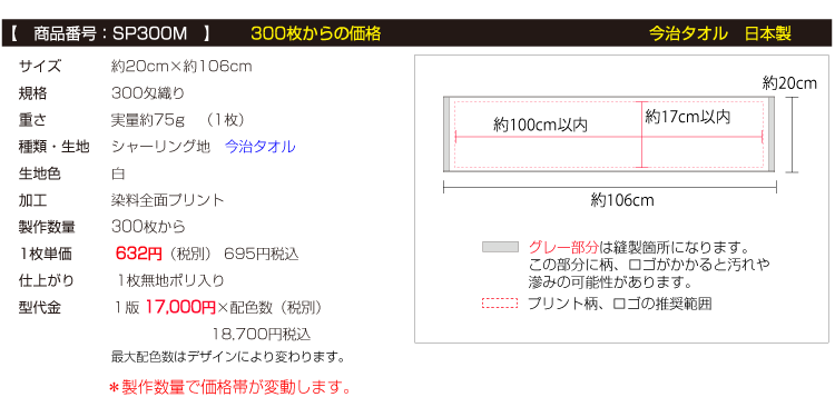 マフラータオル300枚から